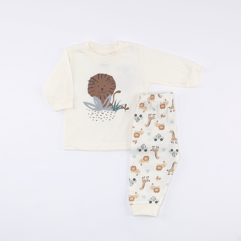 Pijama de Bebé Niño con León y Pantalón Largo a juego 3-12 meses