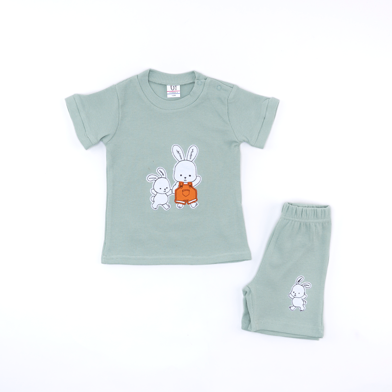 Pijama para Bebé Niño con Diseño de Conejitos Agarrados de la Mano 6-18 Meses