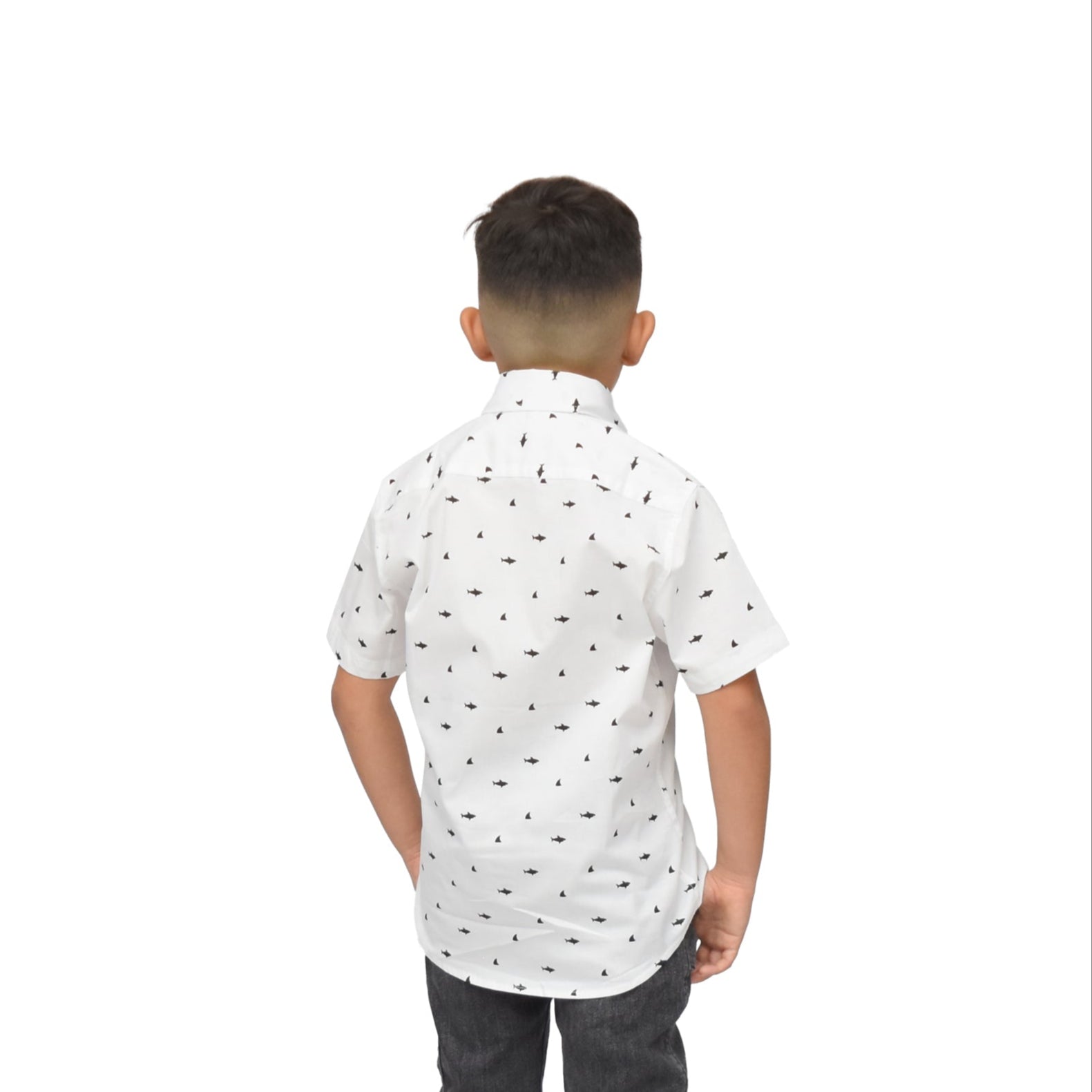 Camisa stretch manga corta estampado de tiburón 4-14 años