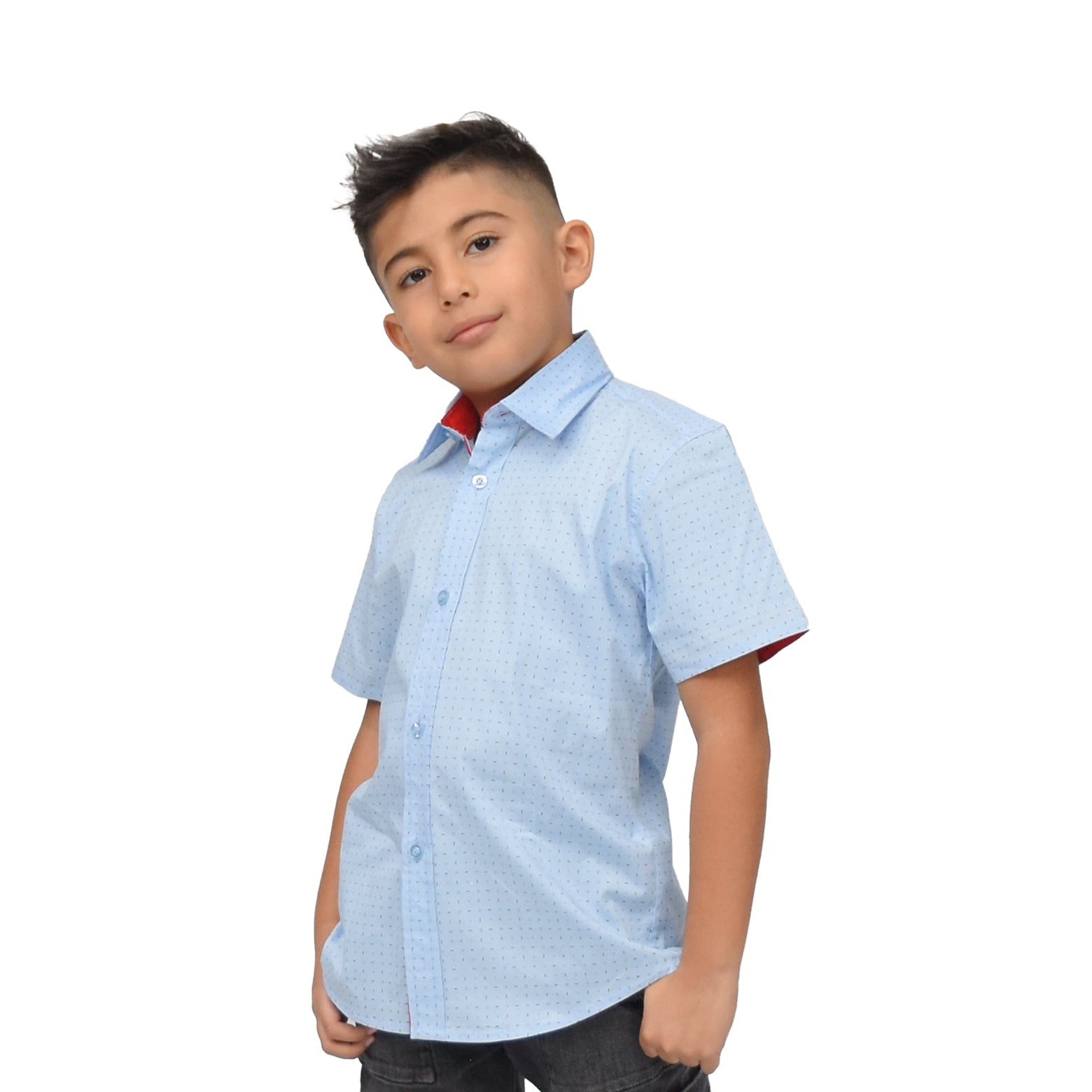 Camisa stretch manga corta estampado de Rayitas 4-14 años