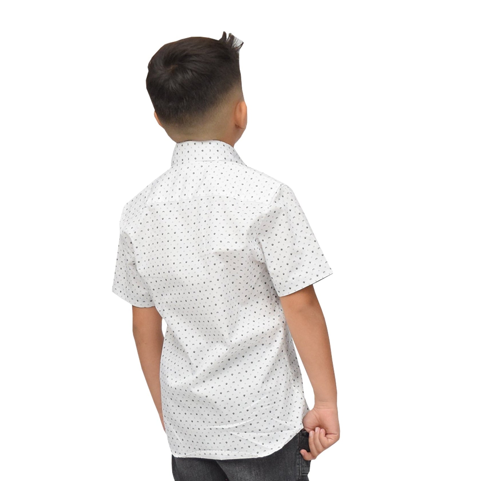 Camisa stretch manga corta estampado de rombo 4-14 años