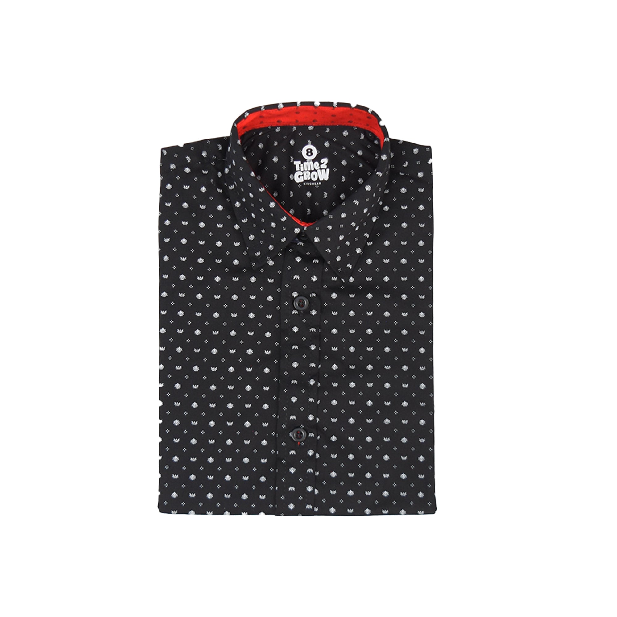 Camisa stretch manga corta estampado de rombo 4-14 años