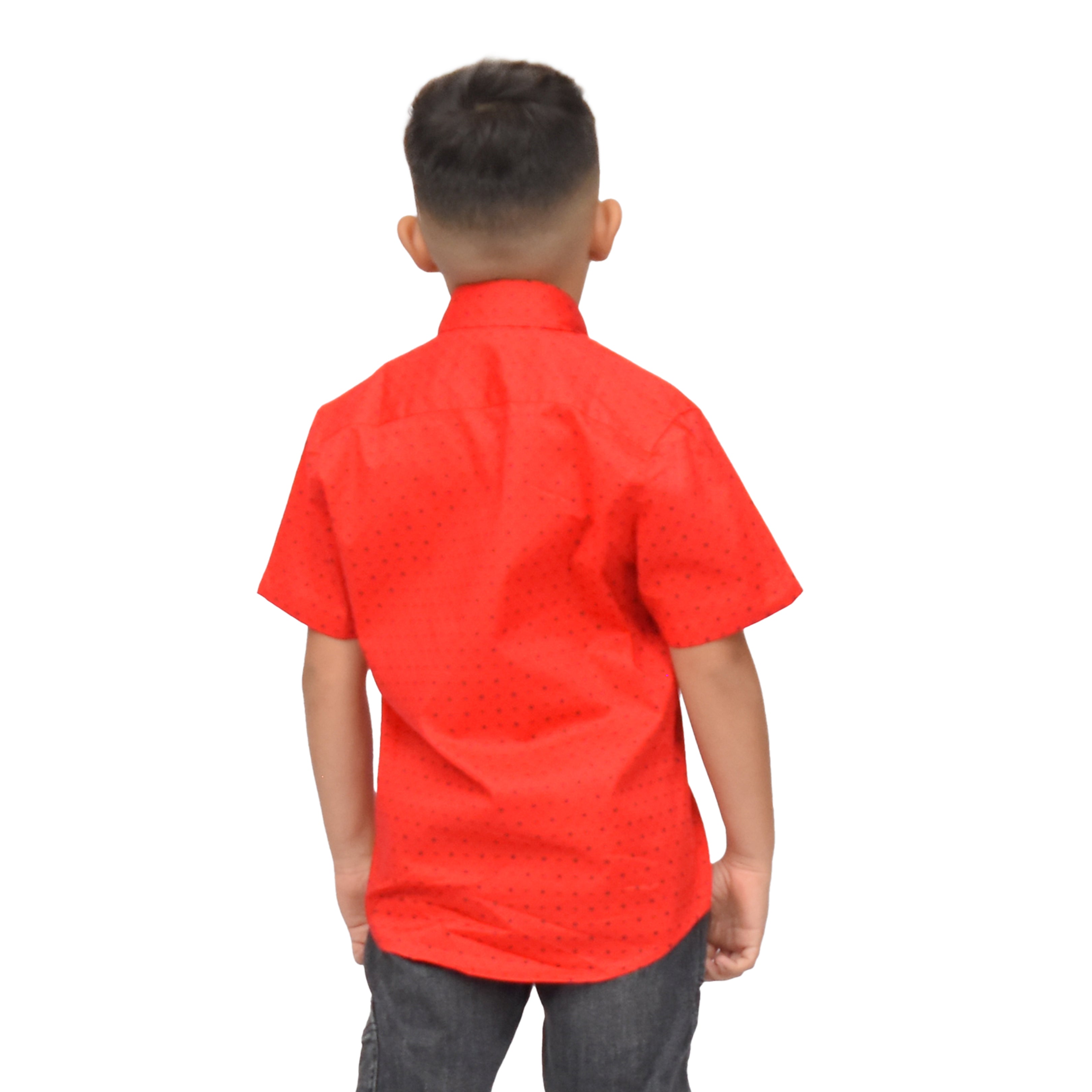 Camisa stretch manga corta estampado de rombo 4-14 años