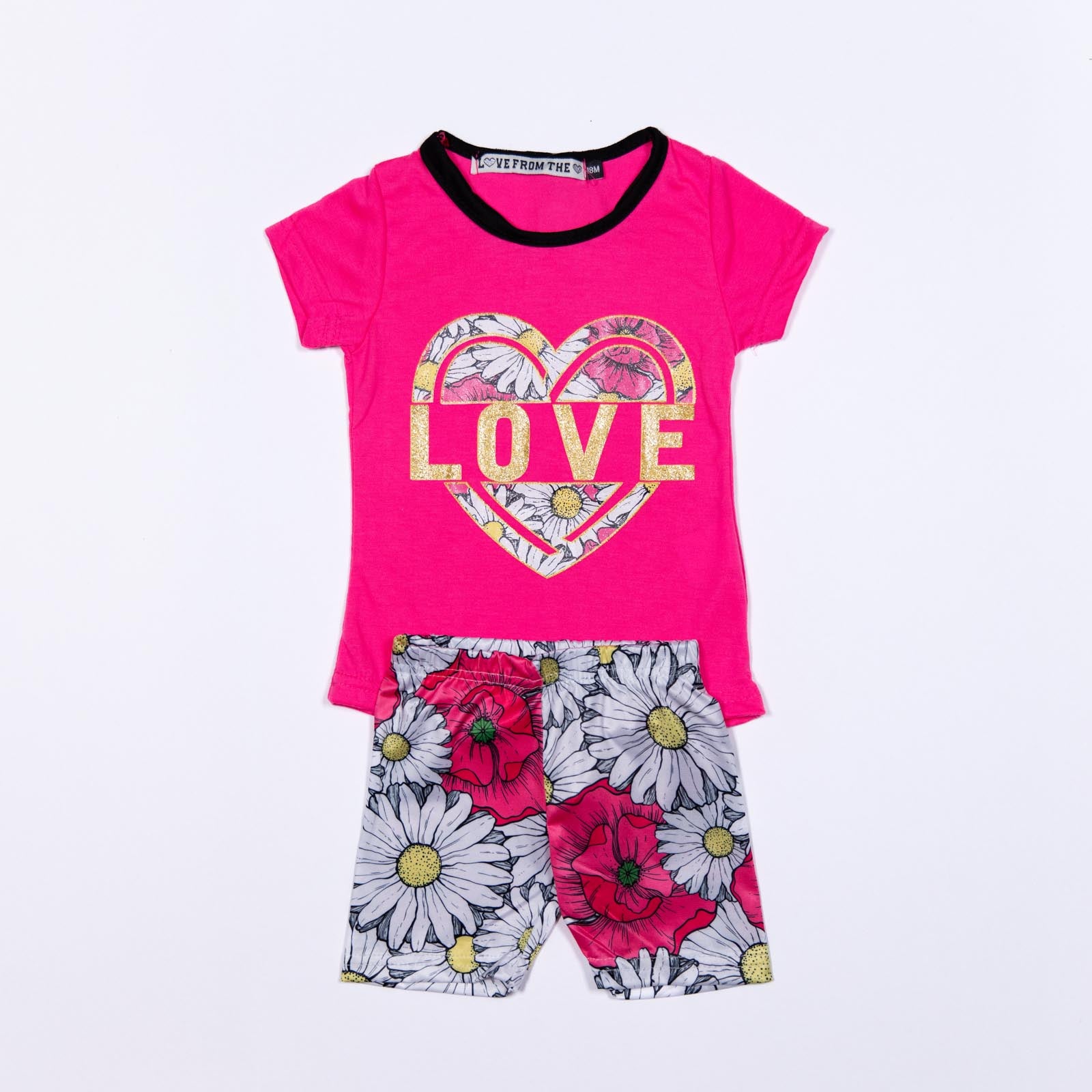 Conjunto de niña corazón love y  Pantalón Floral Pantalón Floral 12-24 meses