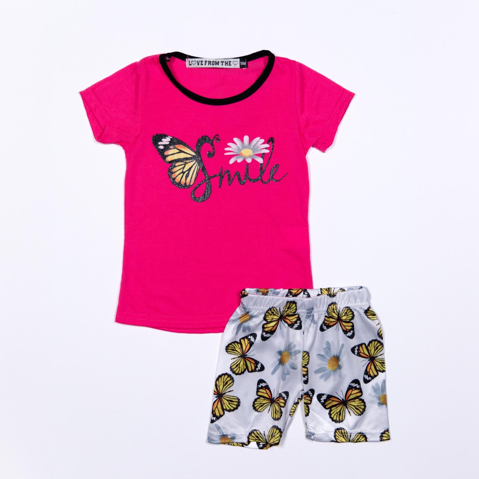 Conjunto de niña Blusa con Mariposa Smile y Pantalón con Estampado de Mariposas 12-24 meses