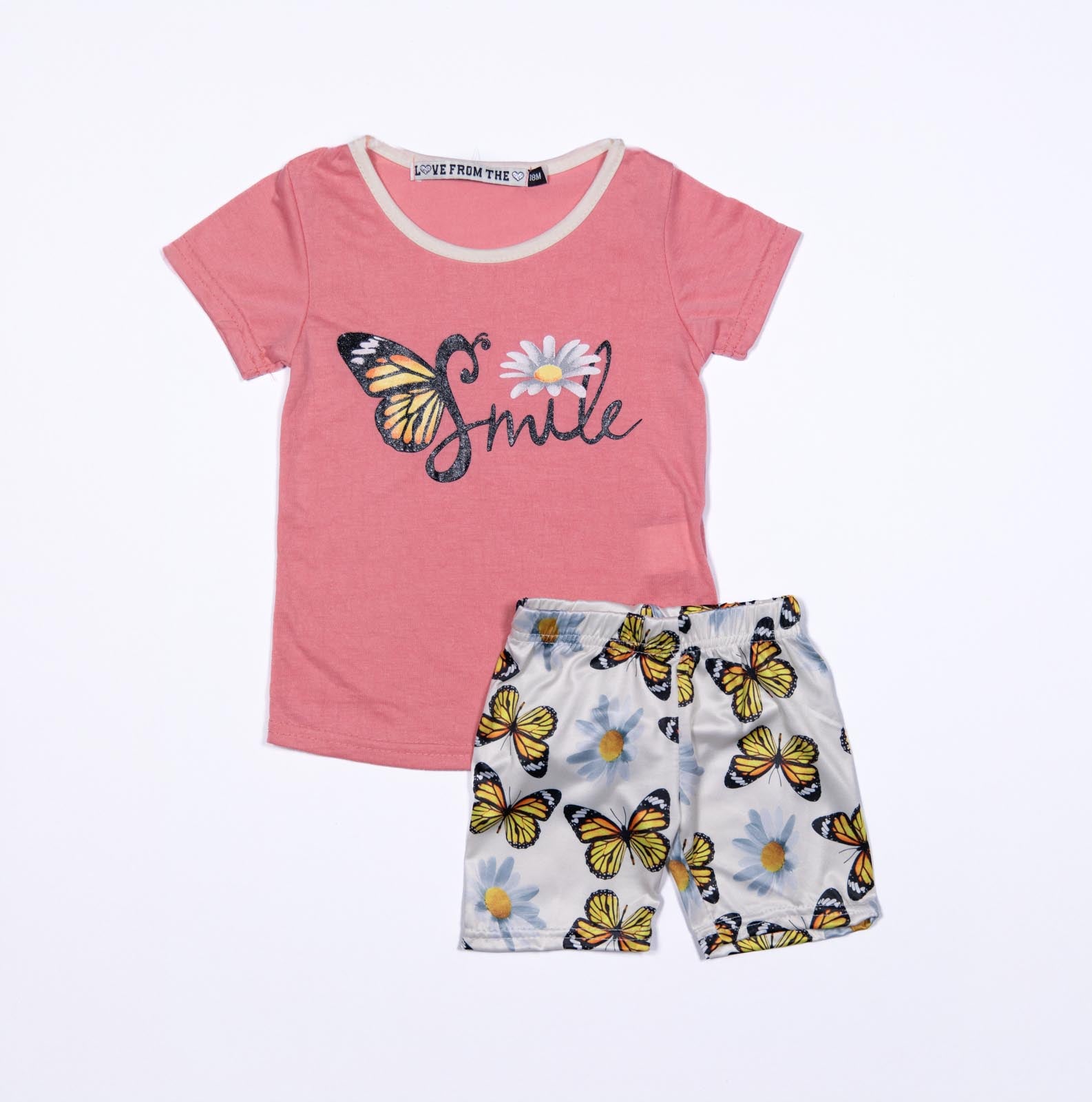 Conjunto de niña Blusa con Mariposa Smile y Pantalón con Estampado de Mariposas 12-24 meses