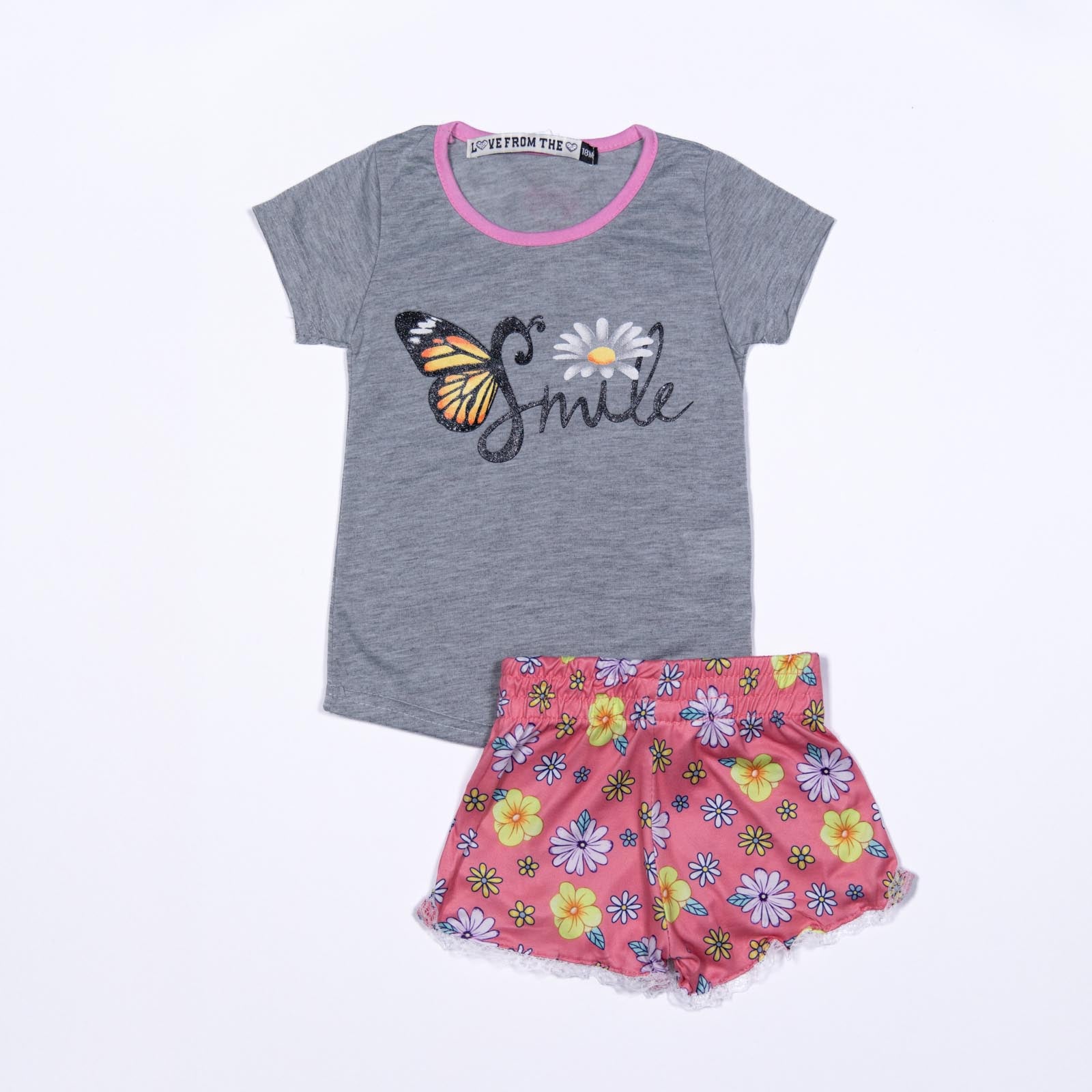 Conjunto de niña Blusa con Mariposa Smile y Pantalón con Estampado de Mariposas 12-24 meses