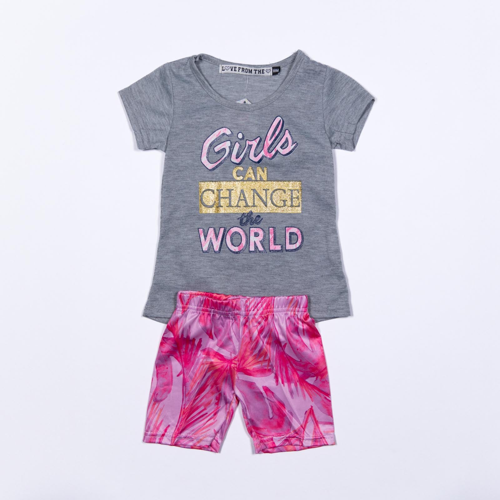 Conjunto de niña Blusa con Girls Can Change the World y Pantalón Capri Estampado 12-24 meses