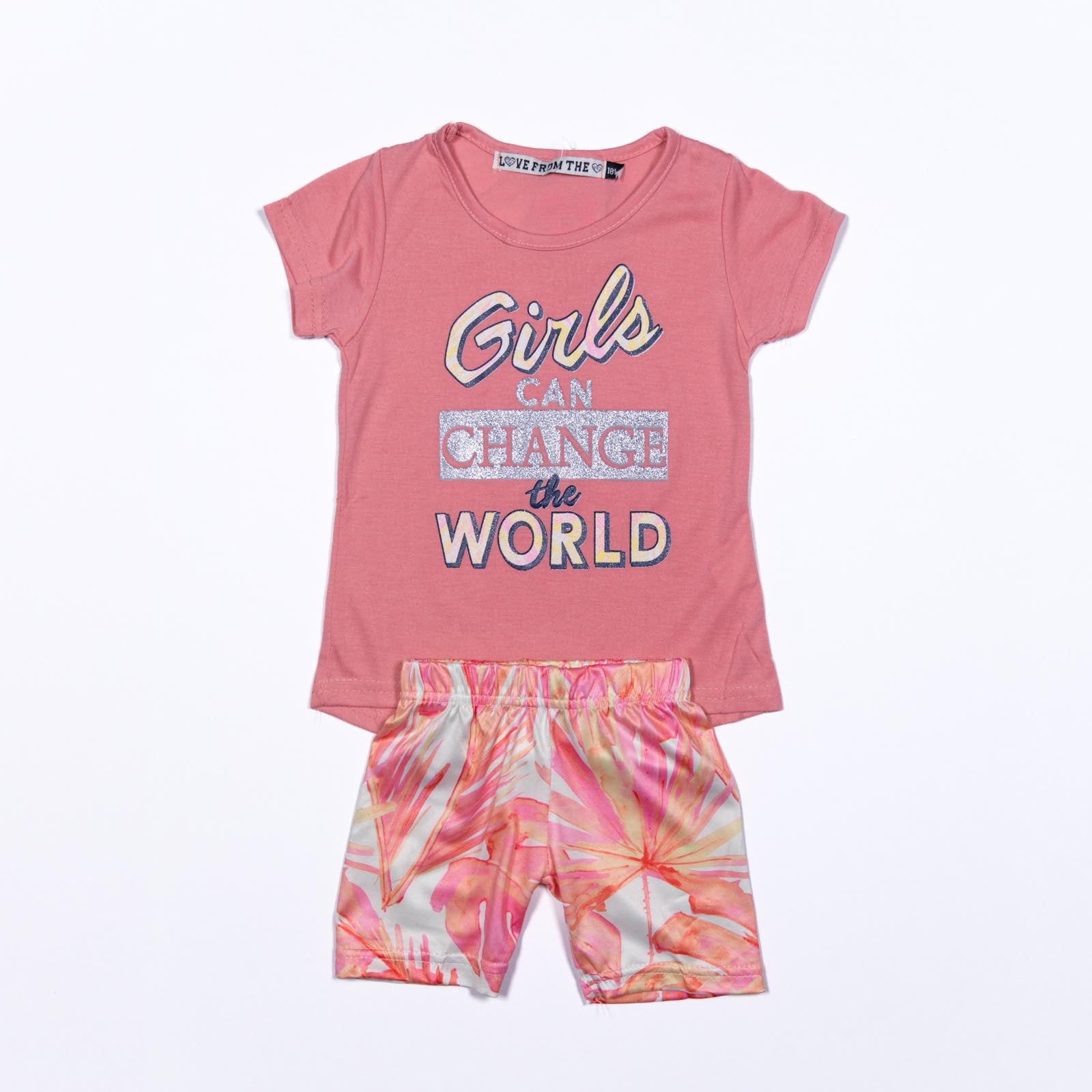 Conjunto de niña Blusa con Girls Can Change the World y Pantalón Capri Estampado 12-24 meses