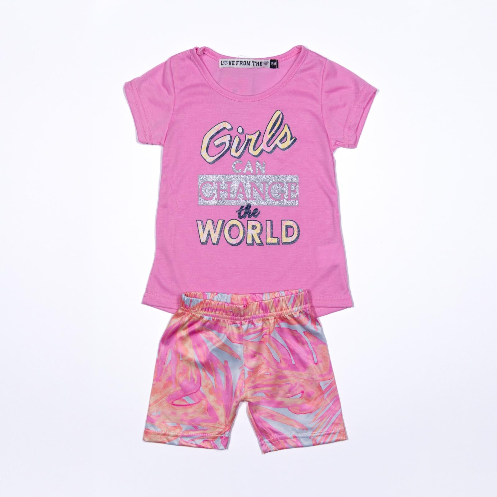 Conjunto de niña Blusa con Girls Can Change the World y Pantalón Capri Estampado 12-24 meses