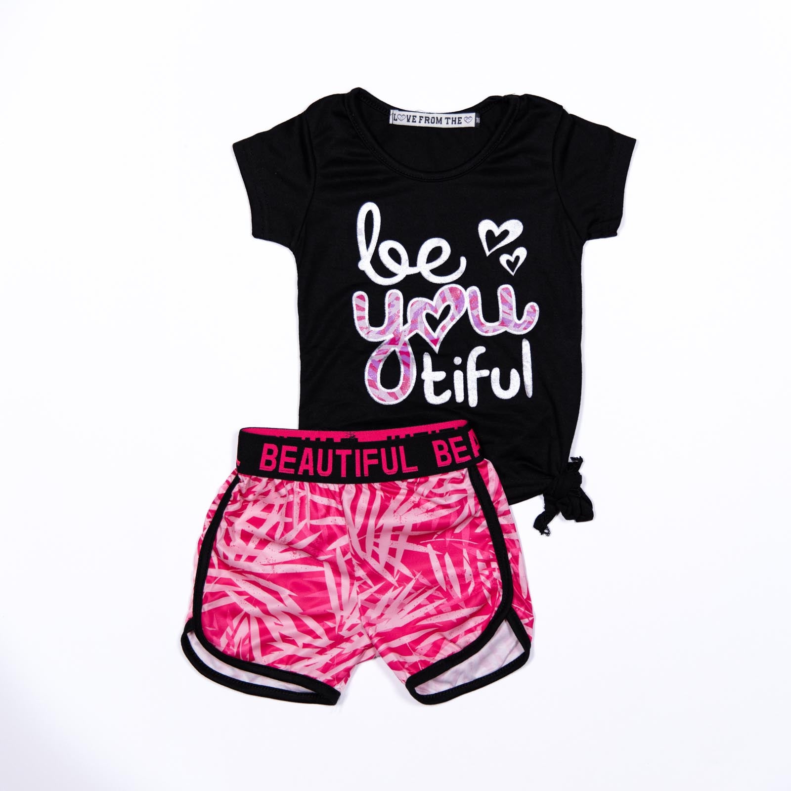 Conjunto de niña Be You Beautiful y Shorts Estampados 12-24 meses