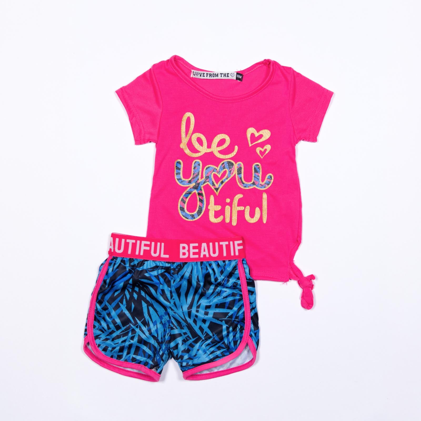 Conjunto de niña Be You Beautiful y Shorts Estampados 12-24 meses