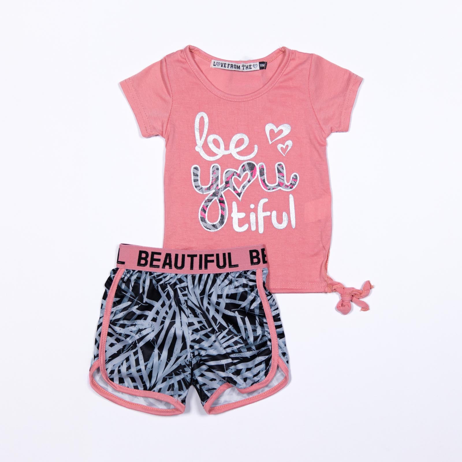 Conjunto de niña Be You Beautiful y Shorts Estampados 12-24 meses