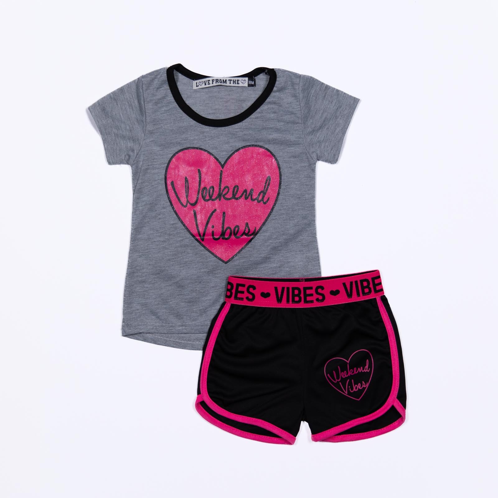 Conjunto de niña Weekend Vibes y Shorts 12-24 meses