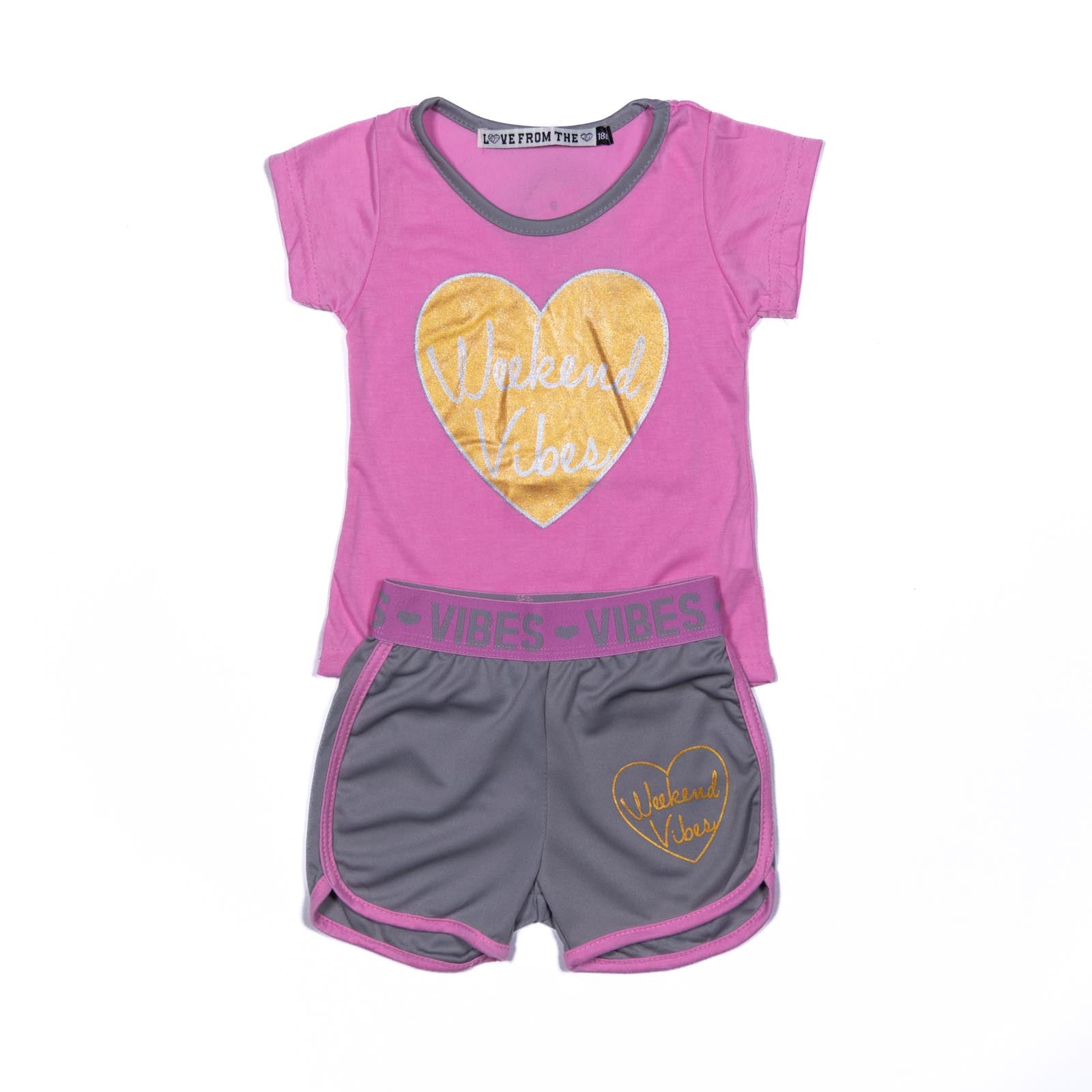 Conjunto de niña Weekend Vibes y Shorts 12-24 meses