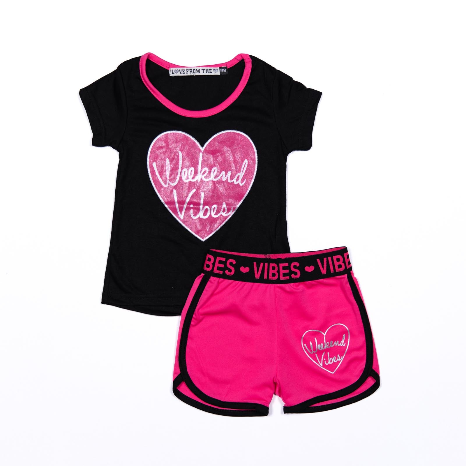 Conjunto de niña Weekend Vibes y Shorts 12-24 meses