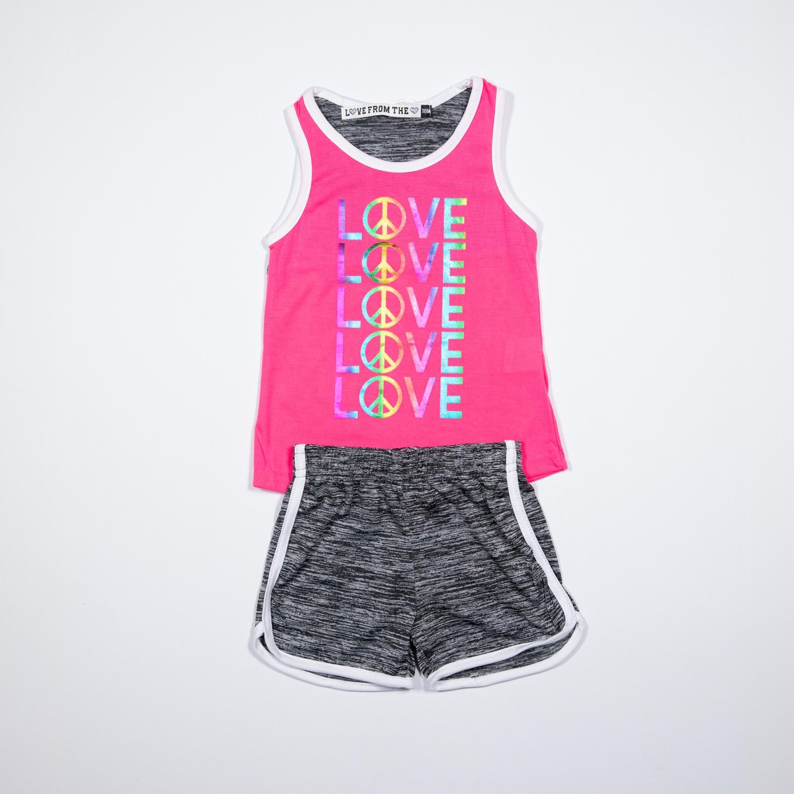 Conjunto de niña Blusa con Palabra Love y Shorts 12-24 meses