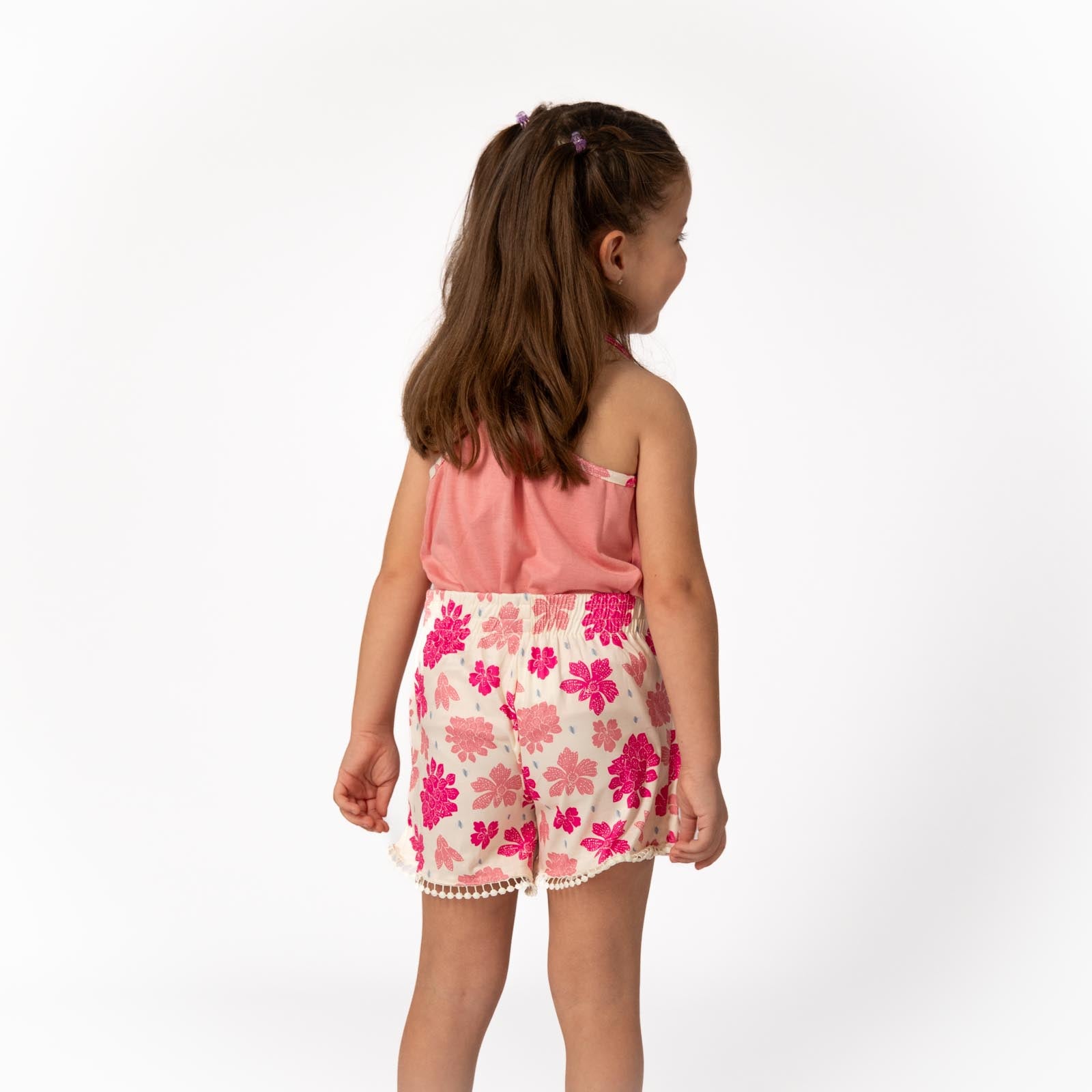 Conjunto de Blusa con Corazón Floral y Shorts de Flores para Niñas 2-10/12 años